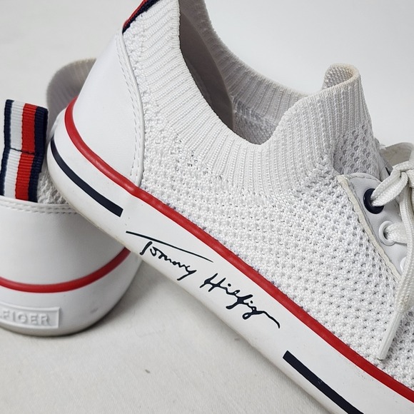 Tommy Hilfiger TW Gessie Size 6 Women's Shoe White Fabric Laceup Low top Boat - Picture 4 of 15